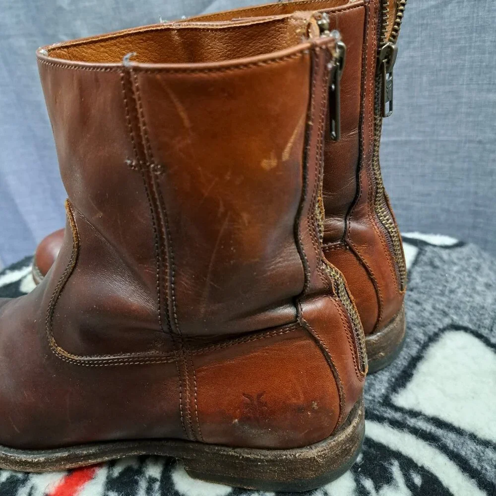 %Size 8 Frye Men's Jacob Back Zip Boots Men D15